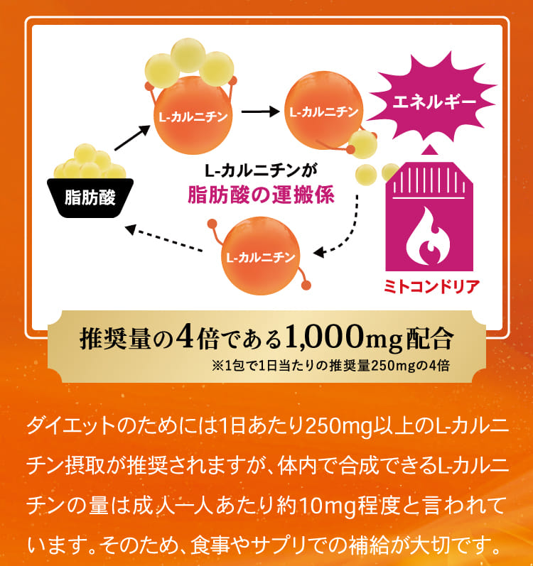 推奨量の4倍である1,000mg配合